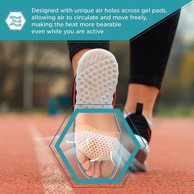 2-Piece Silicone Metatarsal Pads - Toe Separation & Forefoot Support Insoles