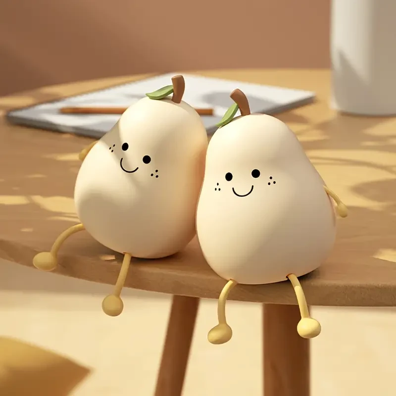 Cute Pear LED Night Light - Multi-Color Bedside Lamp