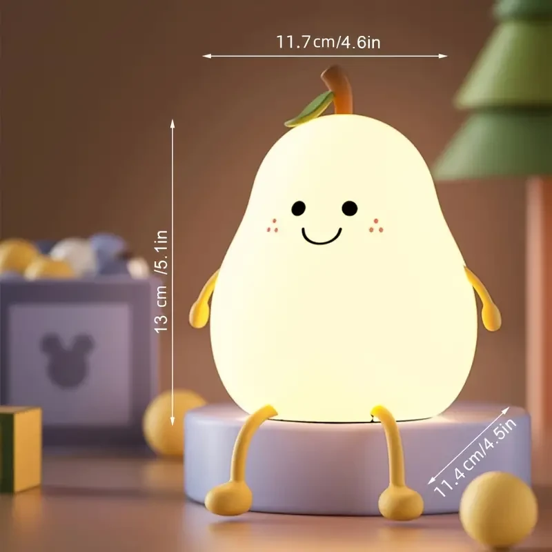 Cute Pear LED Night Light - Multi-Color Bedside Lamp
