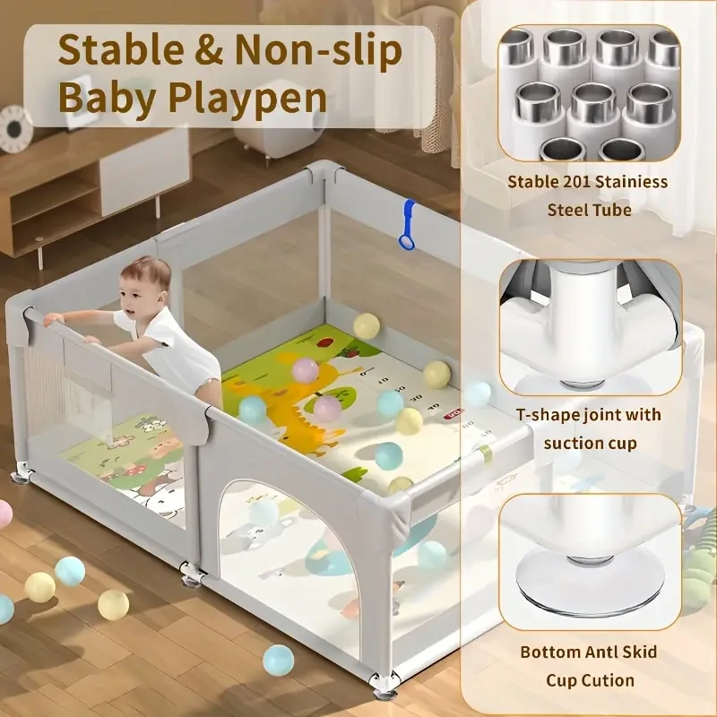 120x120cm Square Game Fence - Home Safety Play Pool