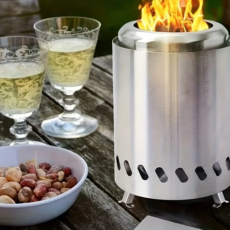 Mini Tabletop Fire Pit for Smores - Stainless Steel, Portable with Carry Bag