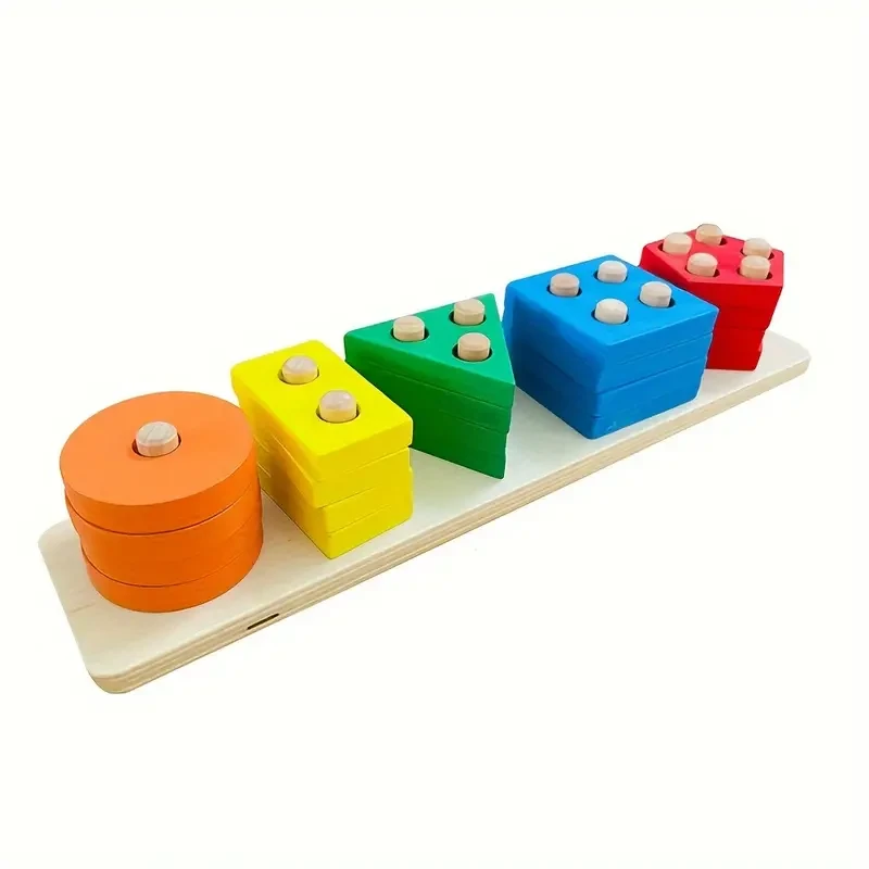 Wooden Stacking & Sorting Toys - Color & Shape Recognition