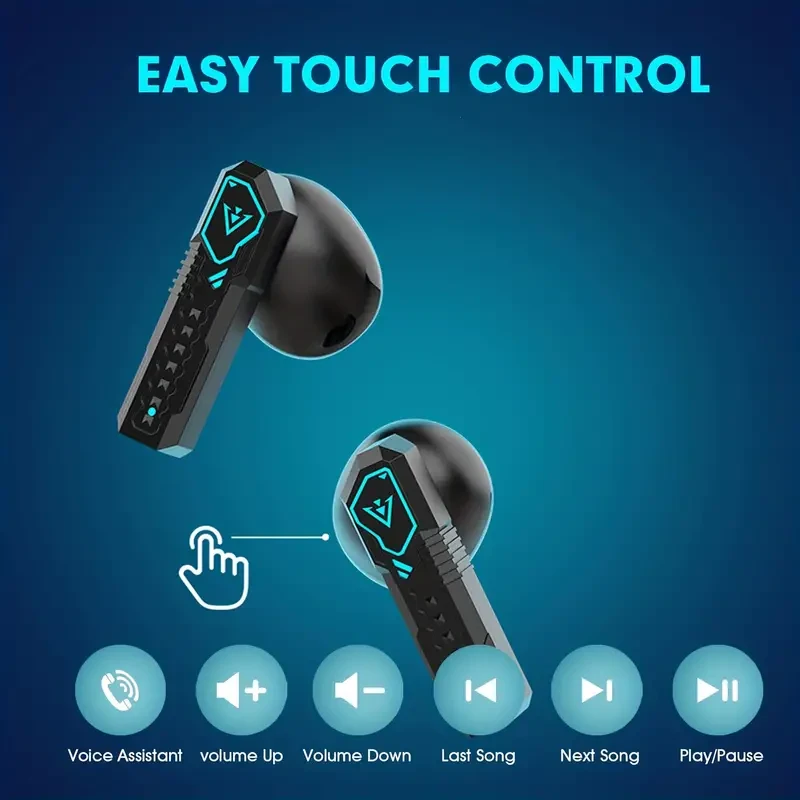 SENBOWE Gamers Wireless TWS Earbuds with RGB Breathing Light, Dual-Mode Music/Game, Touch Control Media, Condenser Mic, Rechargeable, for Cellphones, Open-Back In-Ear Headset, Anime-Themed Lanyard