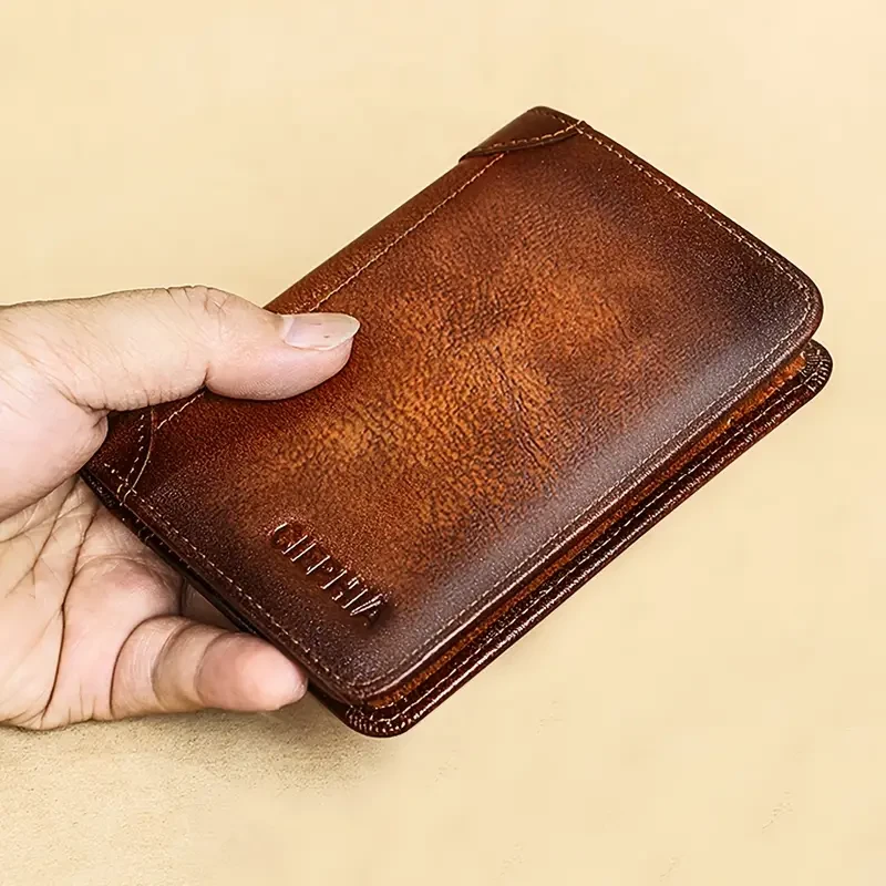 1pc Genuine Leather Rfid Blocking Wallets