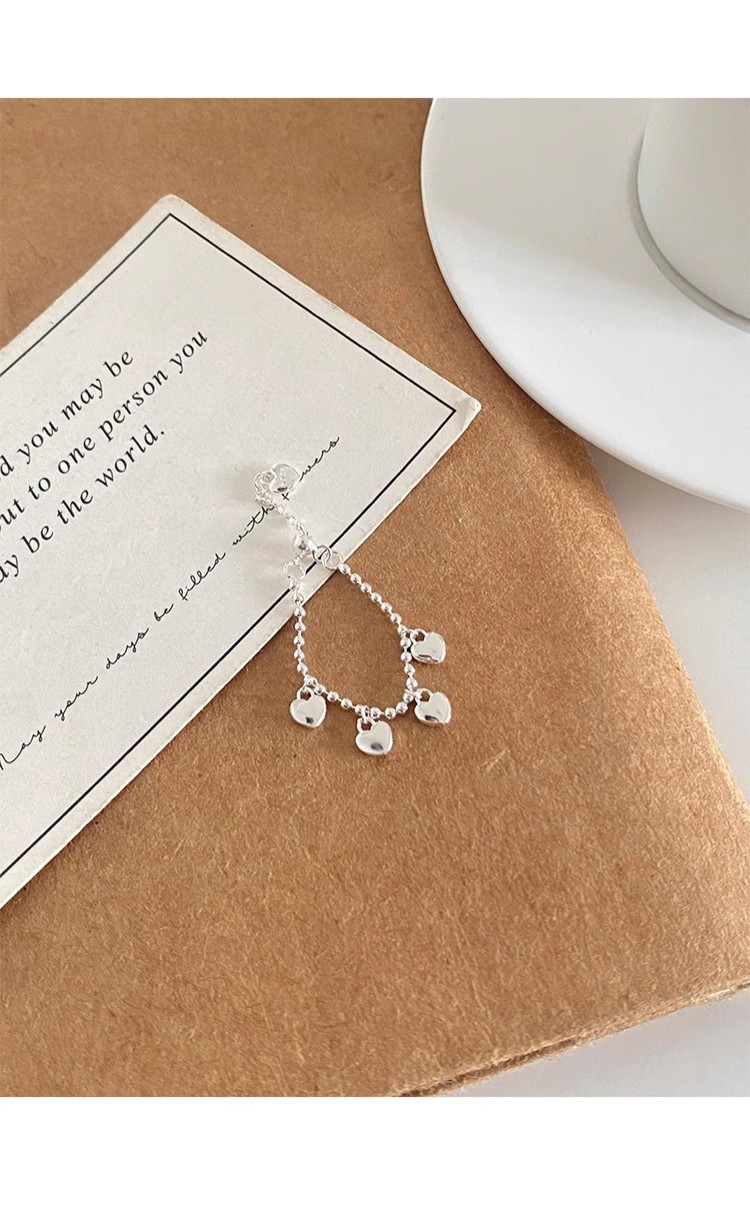 Female Minimalist S925 Pure Silver Heart-shaped Chain Ring