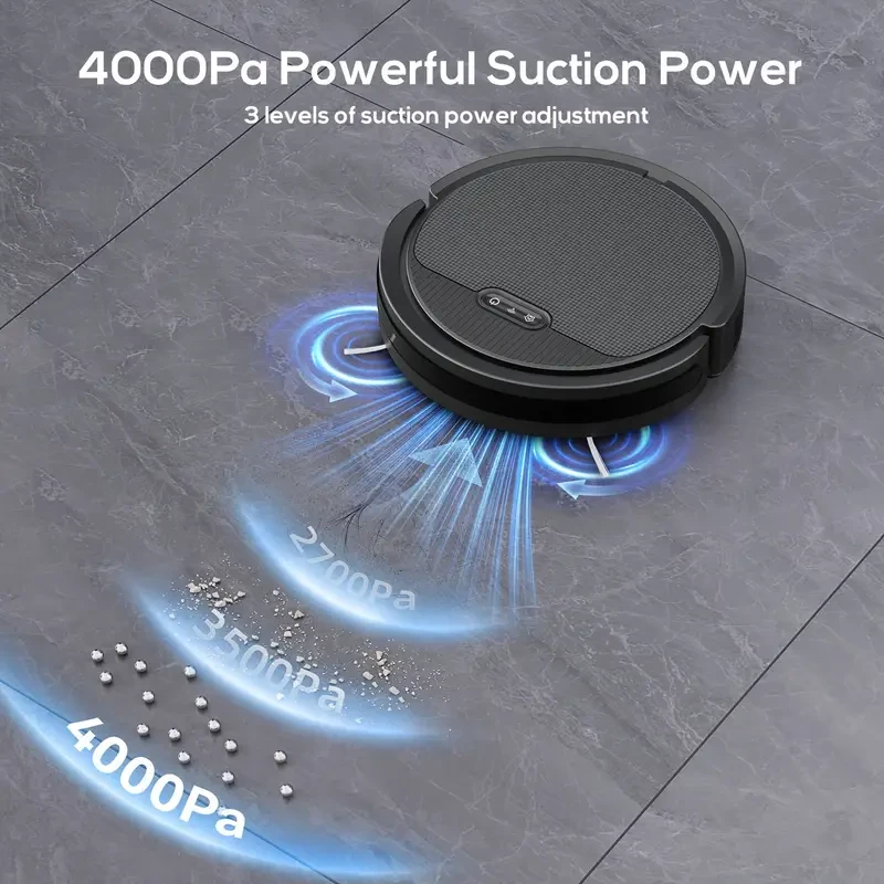 Ultra-Slim Robot Vacuum & Mop Combo - 4000Pa Suction, Wi-Fi Control