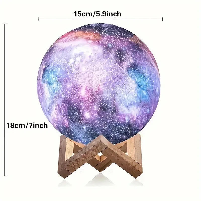 16 Color Remote Control 3D LED Moon Lamp with Stand - USB Plug-in (5.98 Inch)