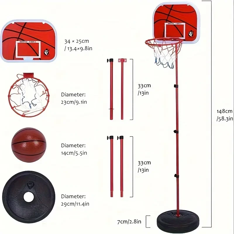 Adjustable Height Kids Basketball Hoop Set - Indoor Play Sports Toy