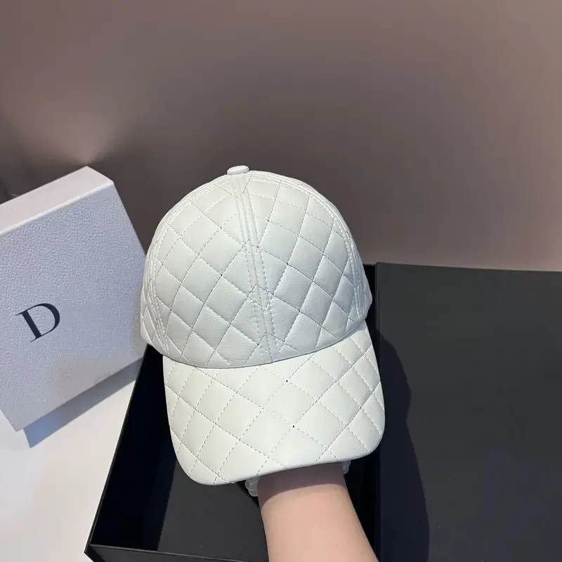 Quilted PU Leather Baseball Cap for Women