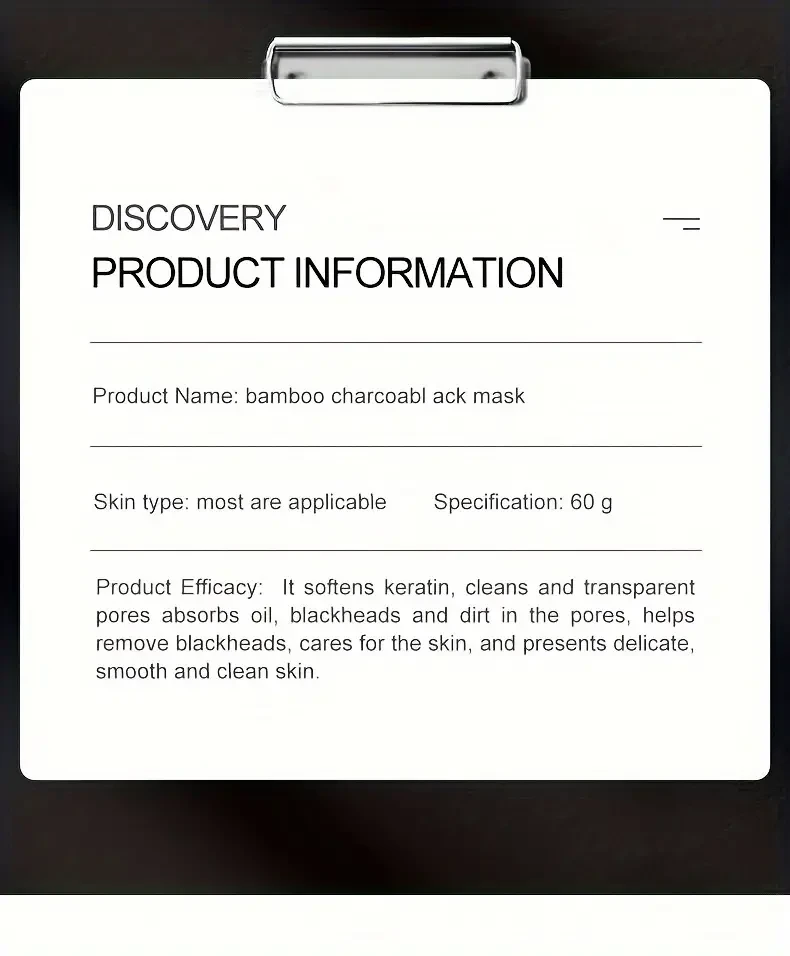 Bamboo Charcoal Peel Off Cleansing Mud Mask,