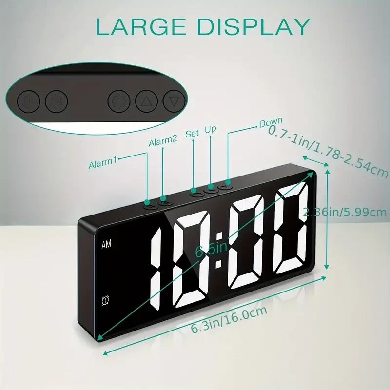Sleek LED Digital Alarm Clock with Temperature Display
