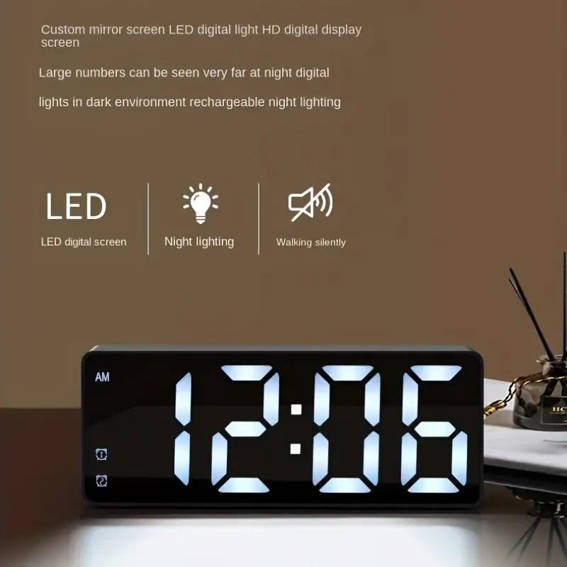 Sleek LED Digital Alarm Clock with Temperature Display