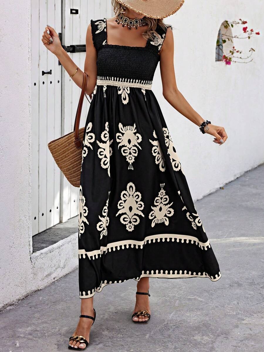 Cool Print Sleeveless Maxi Dress