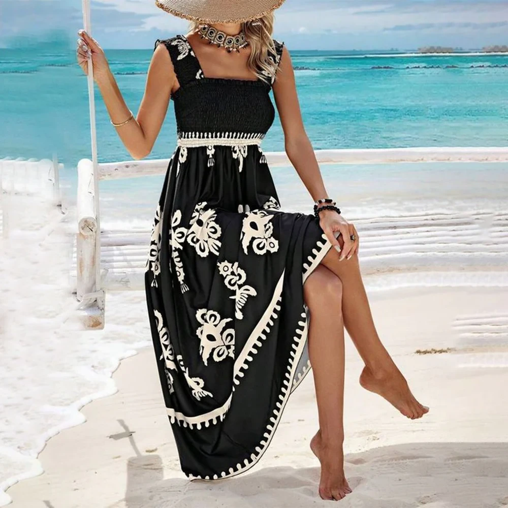 Cool Print Sleeveless Maxi Dress