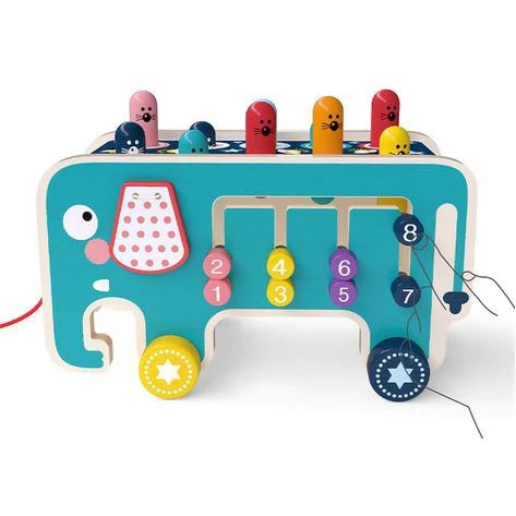 HUMMERING ELEPHANT WOODEN TOYS - - elephant-shaped hitting toy - educational toy