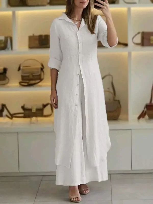 Elegant Cotton And Linen Slim-fit