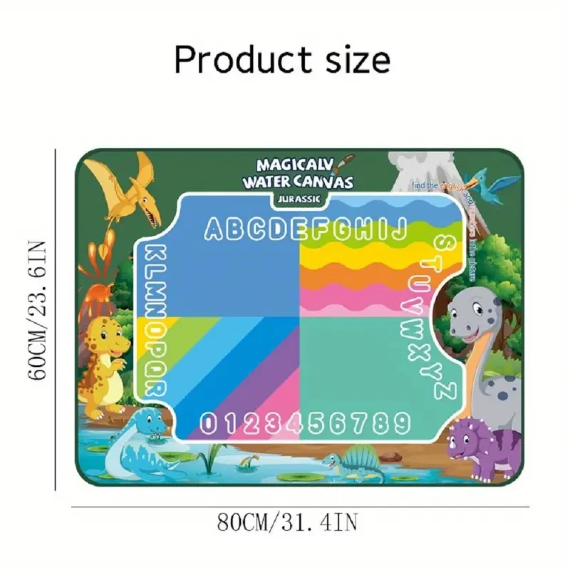 Reusable Magic Doodle Mat and Water Drawing Canvas for Kids - Mess-Free Painting Fun, Portable Art Playset for Ages 3-6 and 6-8 Years Old, Educational Toy with Alphabet and Numbers Design