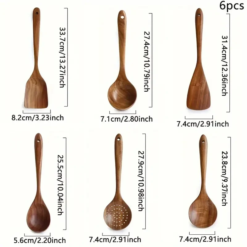 6pcs/5pcs Wooden Spoons, Kitchen Wooden Utensils for Cooking