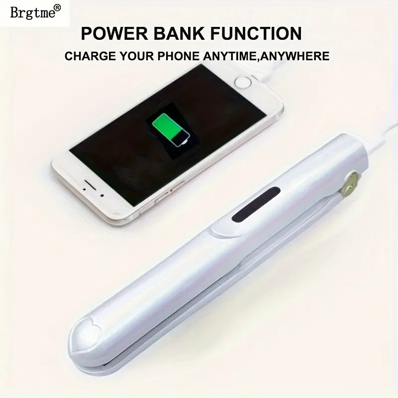2 In 1 Wireless Mini Portable USB Hair Straightener Curlinglron, Intelligent Temperature Control To Upgrade The Anti-scalding, HairCare Anion Care Hair, Large-capacity Lithium Battery Lasting Life, PortableCharger;Party, Travel