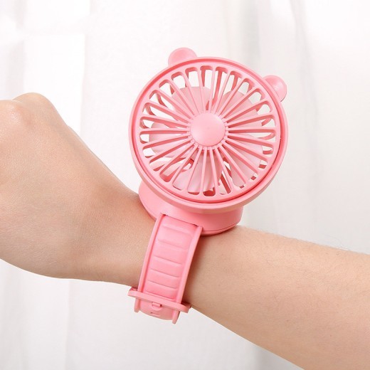 Rechargeable Watch Fan Student Desktop Bear Watch Fan Handheld Mini Fan