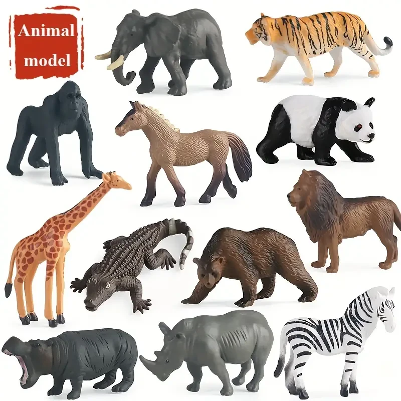12-Piece Mini Wild Animal Model Toy Set