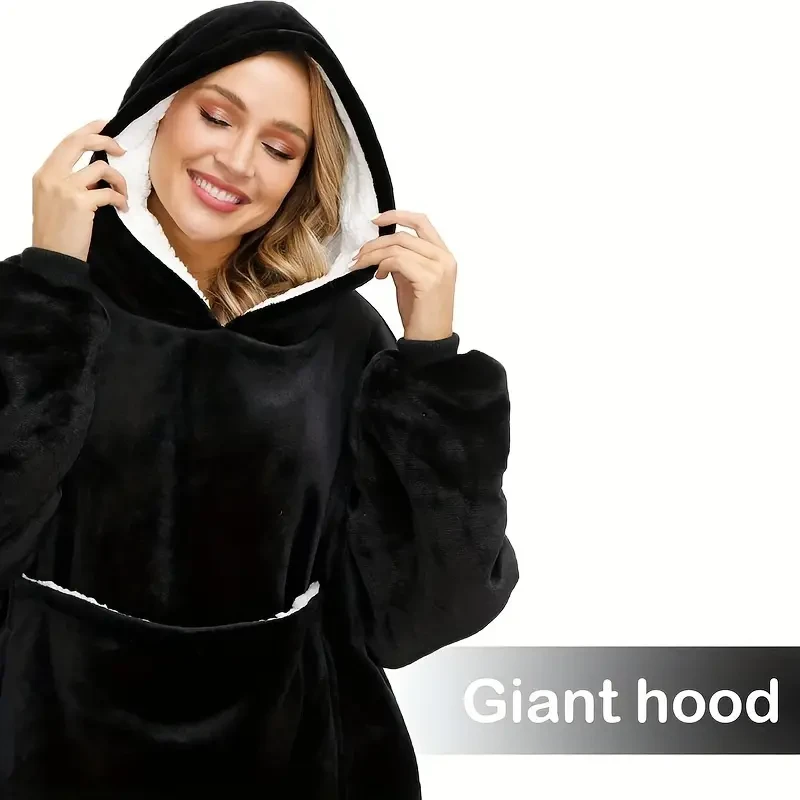 Blanket Hoodie Sweatshirt with Pet Pockets