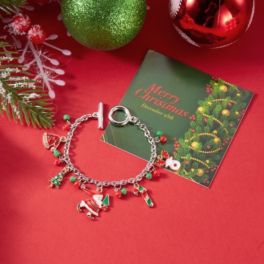 Personalized Christmas Bracelet Christmas Tree Santa Claus Pendant Bracelet For Women Jewelry