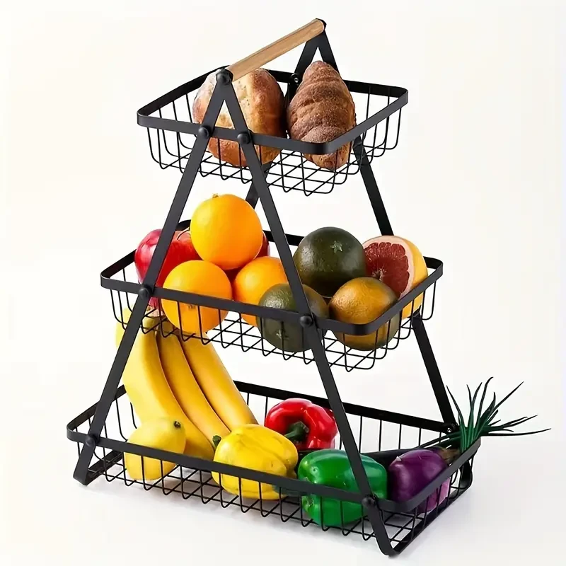 Wooden Countertop Fruit and Vegetable Storage Basket