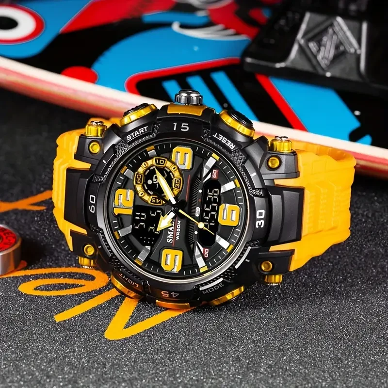 Men's Dual Display Sports Watch - Waterproof, Luminous, Multifunctional with Stopwatch, Alarm, and Date Display - Perfect Gift for King's Day, Outdoor Enthusiasts, and Fitness Lovers