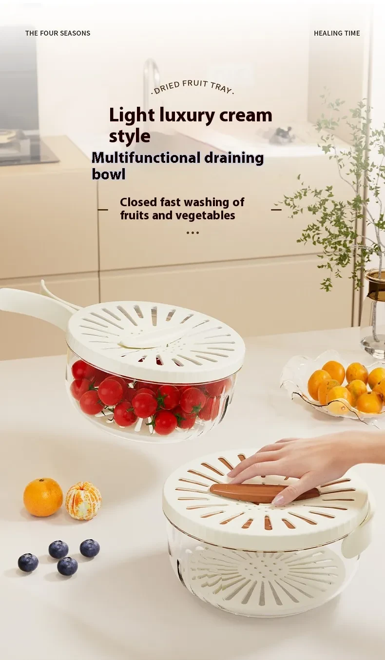 Fruit Drain Basket With Lid