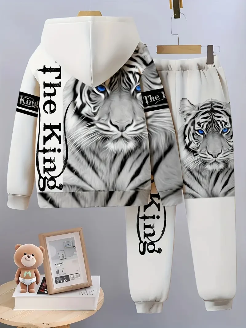 Boys' Trendy Hoodie & Sweatpants Set - Casual, Comfy Outdoor Wear with Geometric Design, Machine Washable - Perfect for Running, Festivals & Parties, Perfect for Outdoor