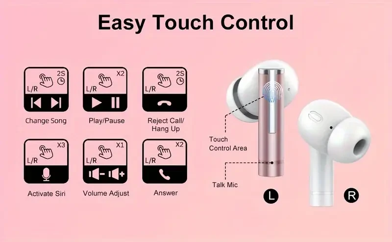 Wireless Earbuds With 40H Playtimes Charge Case, Wireless 5.3 Headphones, Deep Bass, Running Earphones With 4-Mic Clear Call, LED Display, In Ear Headphones For Work/Gym