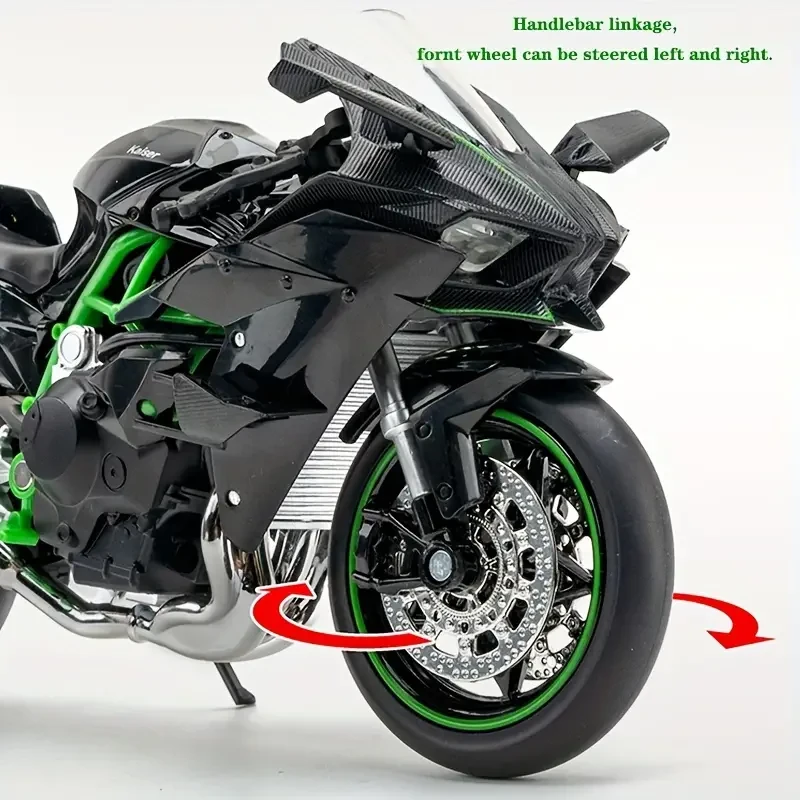 JIAYE MODEL 1:12 Scale Alloy Motorcycle Toy - Cool Black with Sound & Light Effects, Perfect for Adventure-Seeking Collectors, Great Birthday or Christmas Gift