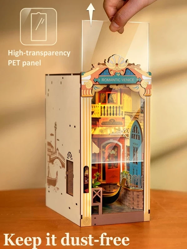 Toy Puzzle 3d DIY Wooden Book Nook Kit Led for birthday Gift Christmas Halloween Adult Child