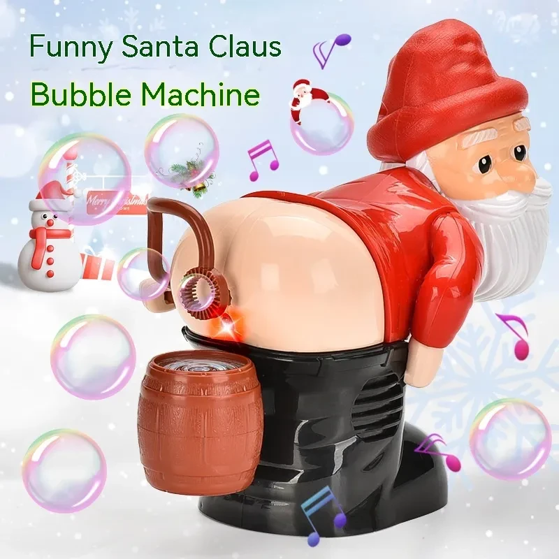 Electric Santa Claus Bubbles Machine Blowing Bubbles Music Light Entertainment Toy