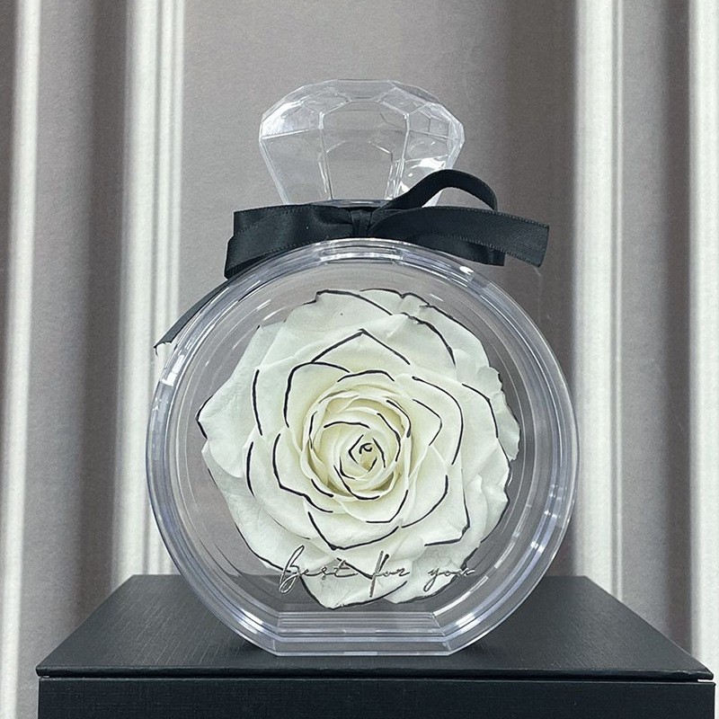 Eternal Flower Ornaments Transparent Cover Dried Rose Gift Box For Christmas New Year Valentine's Day