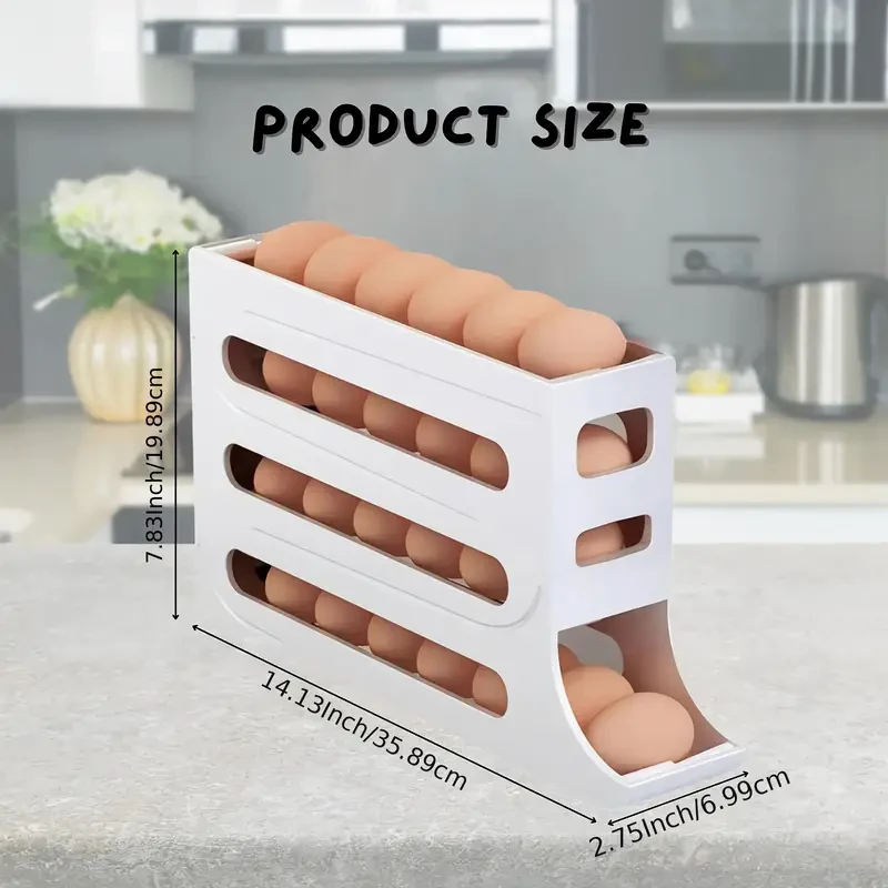 The Egg Dispenser Automatically Rolls The Egg Tray Finisher, Saving Space. The Egg Roller Of The Refrigerator Can Accommodate 25 Eggs At The Same Time, Which Is Suitable for Refrigerators, Kitchens, Cabinets And Dining Tables