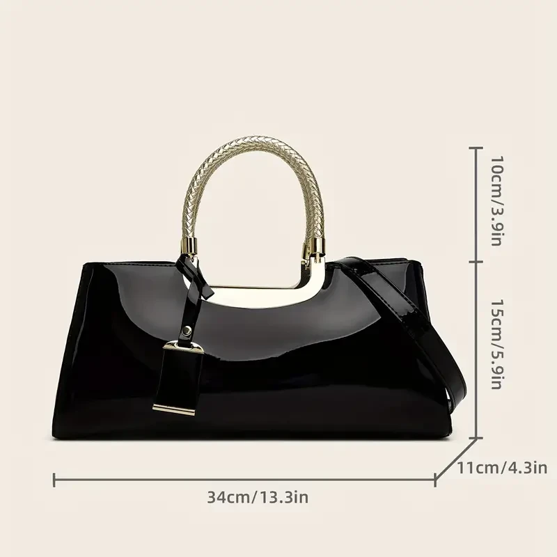Fashionable Patent Leather Handbag