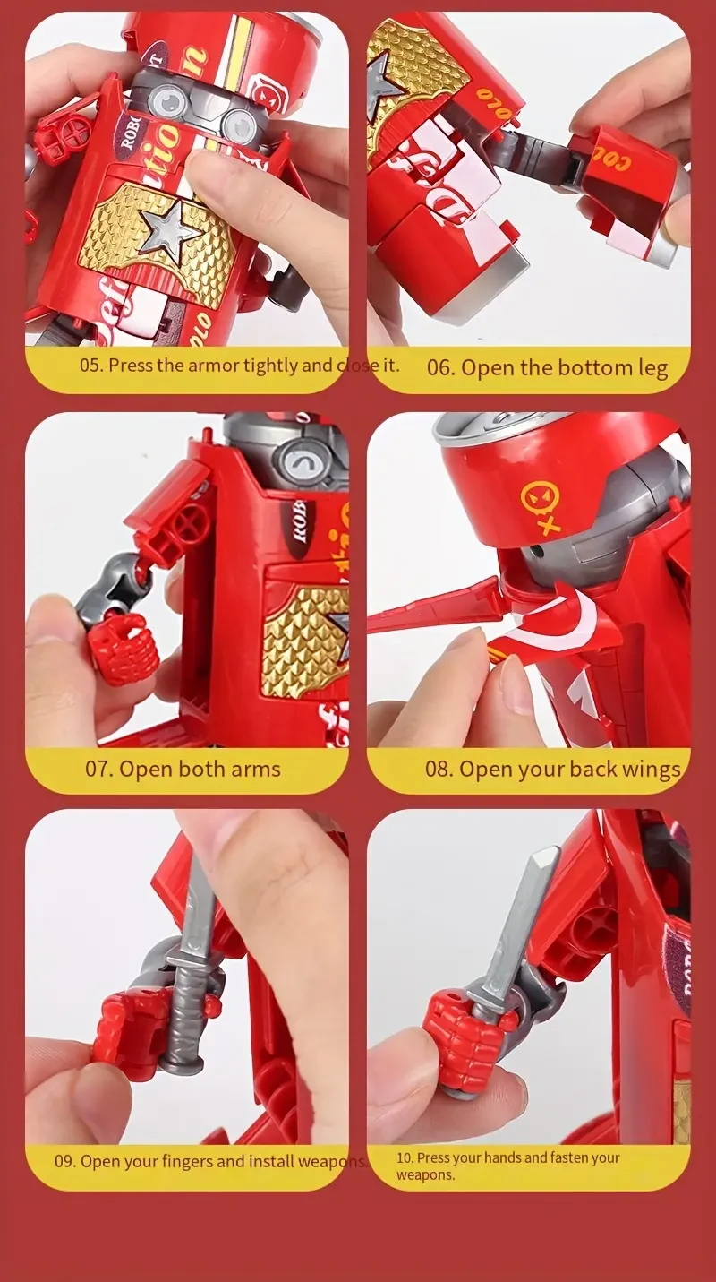 1pc Transforming Robot Toy - Blue & Red, Dual Play Modes, Creative Soda Can Design, Desk Decor, Interactive Family Fun