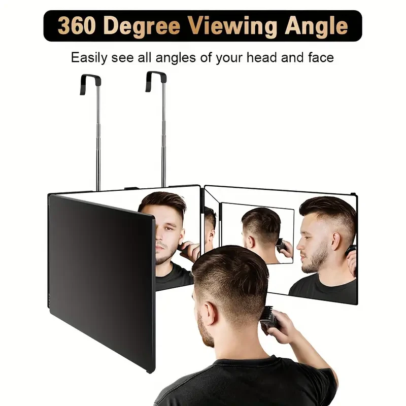 3 Way Mirror for Self Hair Cutting 360 Viewing Angle Self Hair Cutting Mirror, Clear Anti-Fog HD Glass