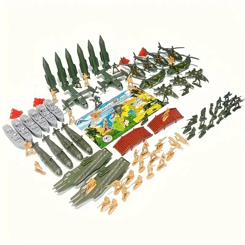 Military-Themed Miniature Soldier Toy Set - Durable ABS Resin, Collectible Figurines & Dolls Kit