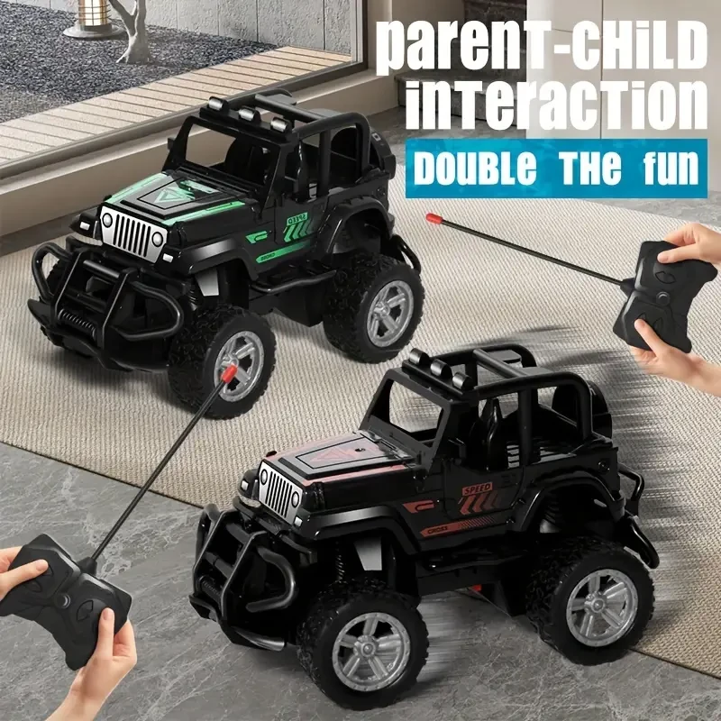 Youngsters' Off-Road Adventure Car - 4WD Electric Toy with Remote Control, Battery Powered, Durable Plastic, Yellow/Black