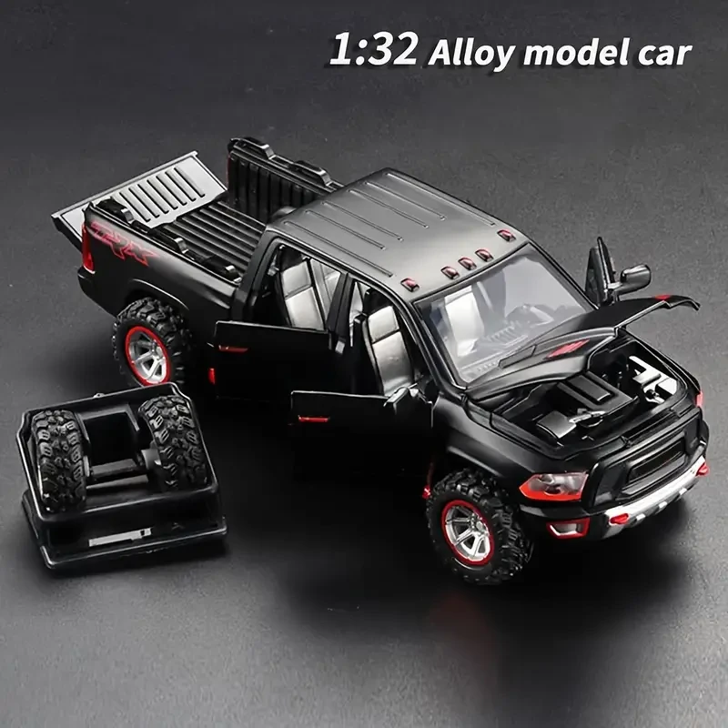 1:32 Alloy Model Truck With Working Lights, Engine Sound Effects, And Pull-back Function Perfect As A Festive Gift, Home Decoration Car Accessory Halloween Christmas Gifts