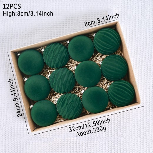 Flocking Christmas Ball Christmas Tree Pendant Wine Red Dark Green Christmas Flocking Ball Decorations