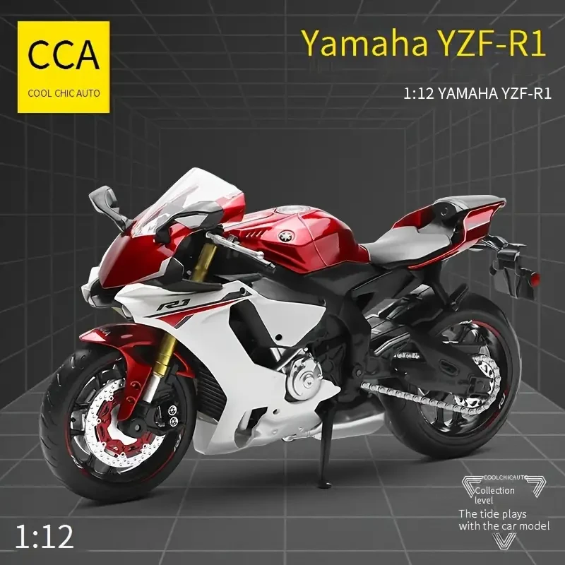 1:12 Scale Model Of A Golden Yamaha YZF-R1 Motorcycle For Children, A Toy Car Ornament, A Pull-back Car Model For Boys, A Birthday Gift