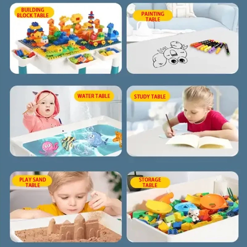 Multifunction Building Table Activity Kids Large Building Blocks Compatible Educational Children Big Block Table Toy Gift