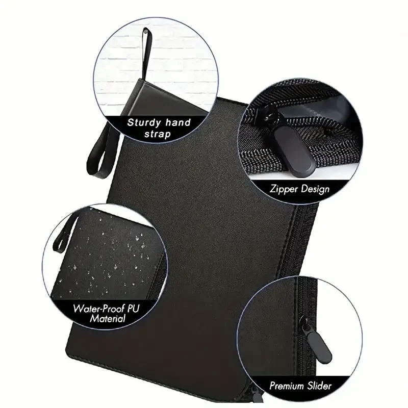 400/900 Cards Binder 4/9 Pockets Zip Trading Card Album Folder Case Collectors PU Collection Binder, Collector Album, Card Folder For MTG, TCG, Sports Cards, As Halloween, Chrismas Gift (Black)