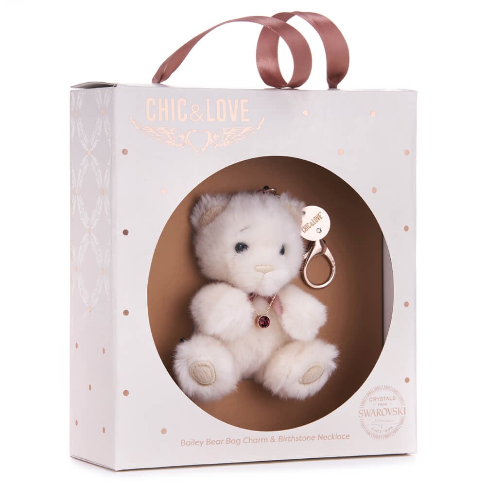Bailey Bear Bag Charm & Birthstone Necklace - January