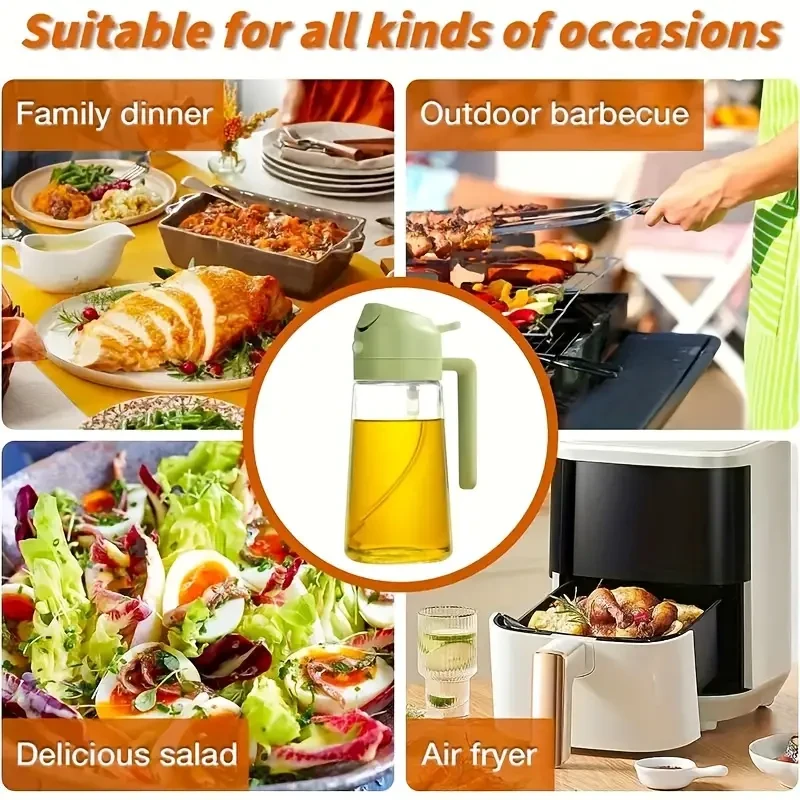 16oz 2-in-1 Olive Oil Dispenser and Oil Sprayer Bottle for Kitchen