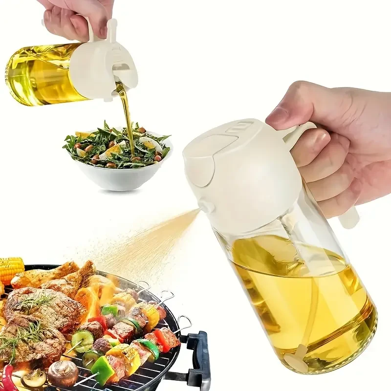 16oz 2-in-1 Olive Oil Dispenser and Oil Sprayer Bottle for Kitchen
